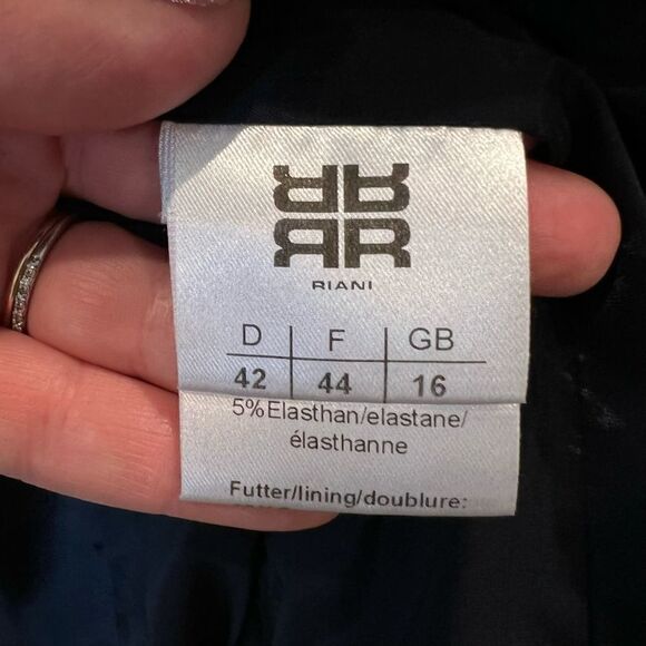 Riani Blazer Suit Jacket Navy Blue Basketweave Detail Wool Blend 12 - Picture 10 of 12